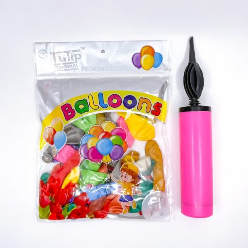 Party Balloons with Pump Set Mixed