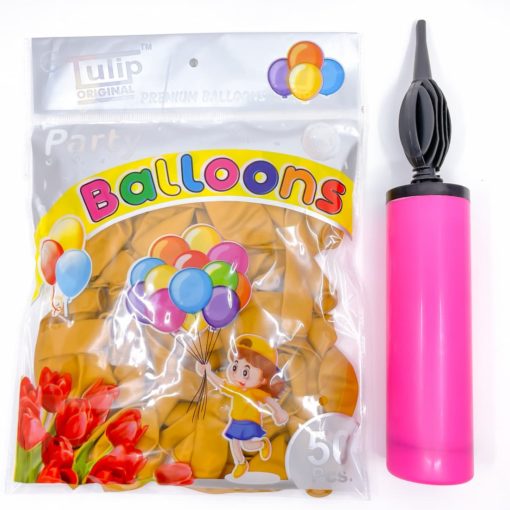 Party Balloons with Pump Set Golden