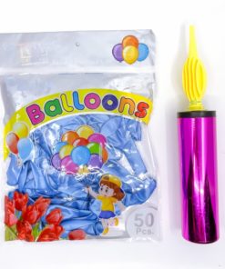 Party Balloons with Pump Set Sky Blue