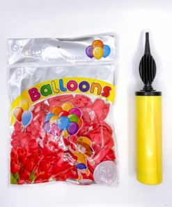 Party Balloons with Pump Set Red