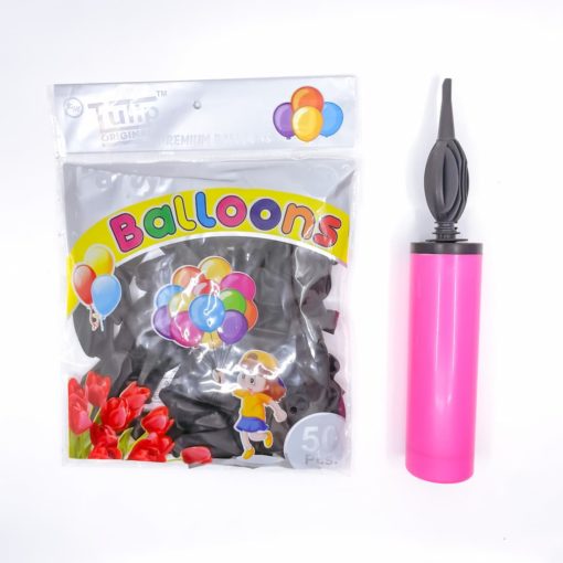 Party Balloons with Pump Set Black