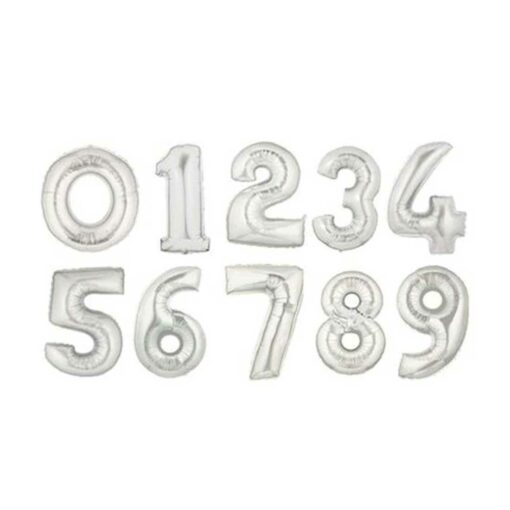 Silver Number Foil Balloon All Numbers