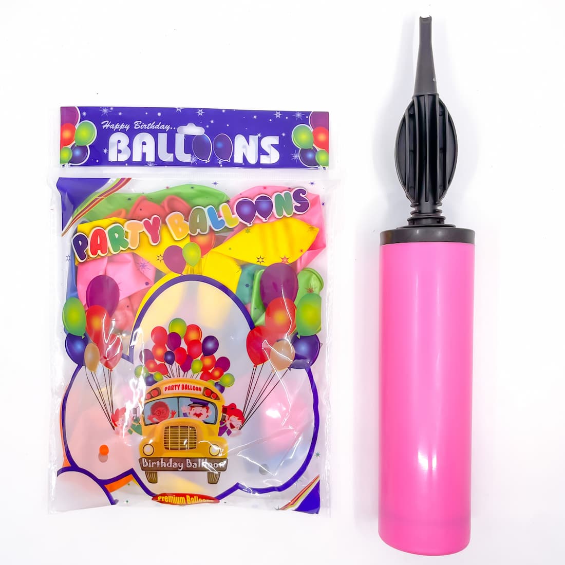 Party Shaty - Party Balloons With Pump Set - Small - Pink