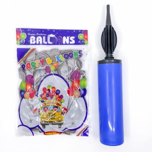 Party Shaty - Party Balloons With Pump Set - Small - Silver