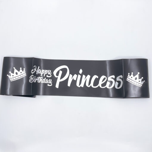 Happy Birthday Princess Sash for birthday celebration Black